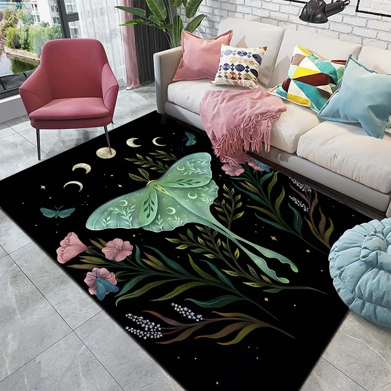 15Size Fortune Teller Tarot Butterfly Moon Pattern Carpet for Bedroom Floor Mat Decor Living Room Carpet Anti-slip Rugs Area Rug