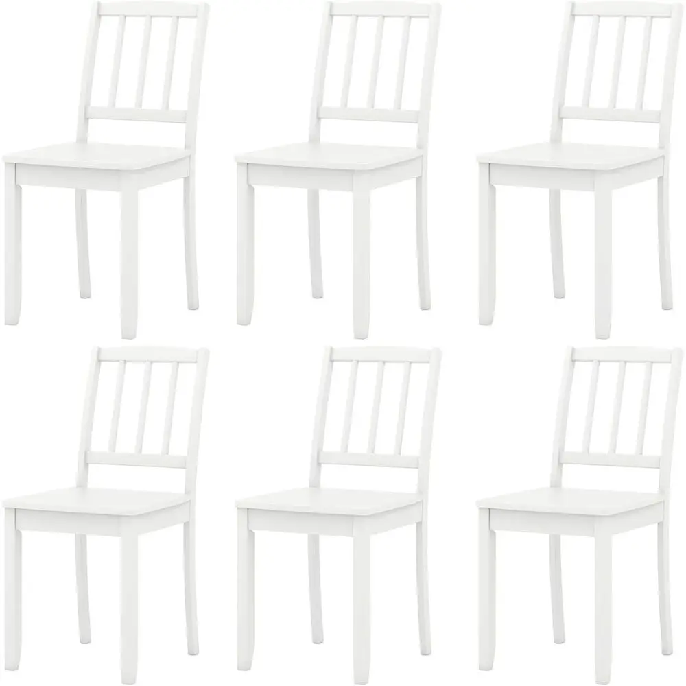 

6-Piece Wooden Slat Back Dining Chairs Set, High-Load Kitchen Side Chairs with Solid Rubberwood Legs, Suitable for Home and Rest