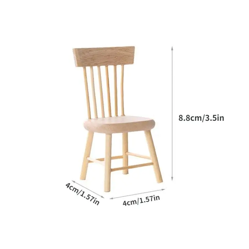 1SET Simulation Miniature Furniture Wooden Dining Table Chair Model Doll House Mini Toy Accessories