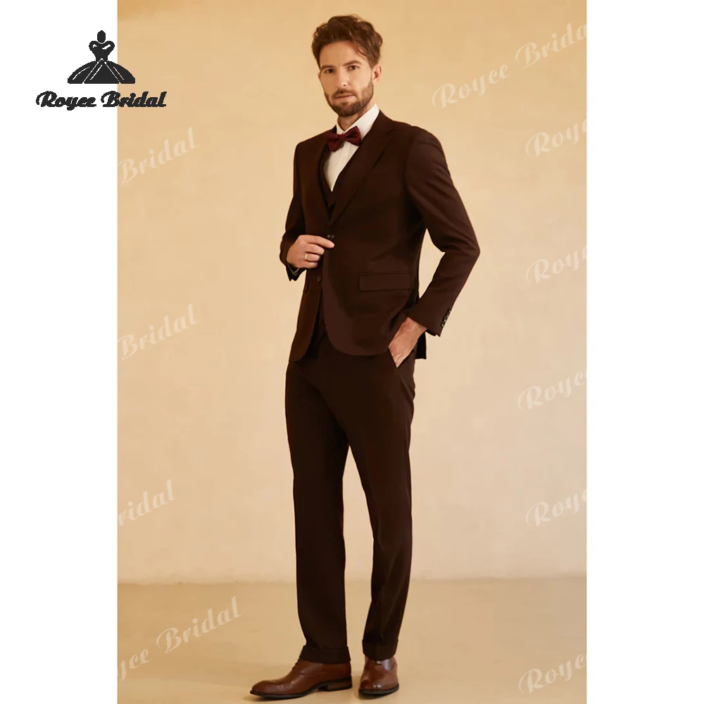 

Burgundy Three Piece Single Breasted Men's Wedding Suit 2026 PNotched Lapel Formal Evening Business Suit costume homme mariage