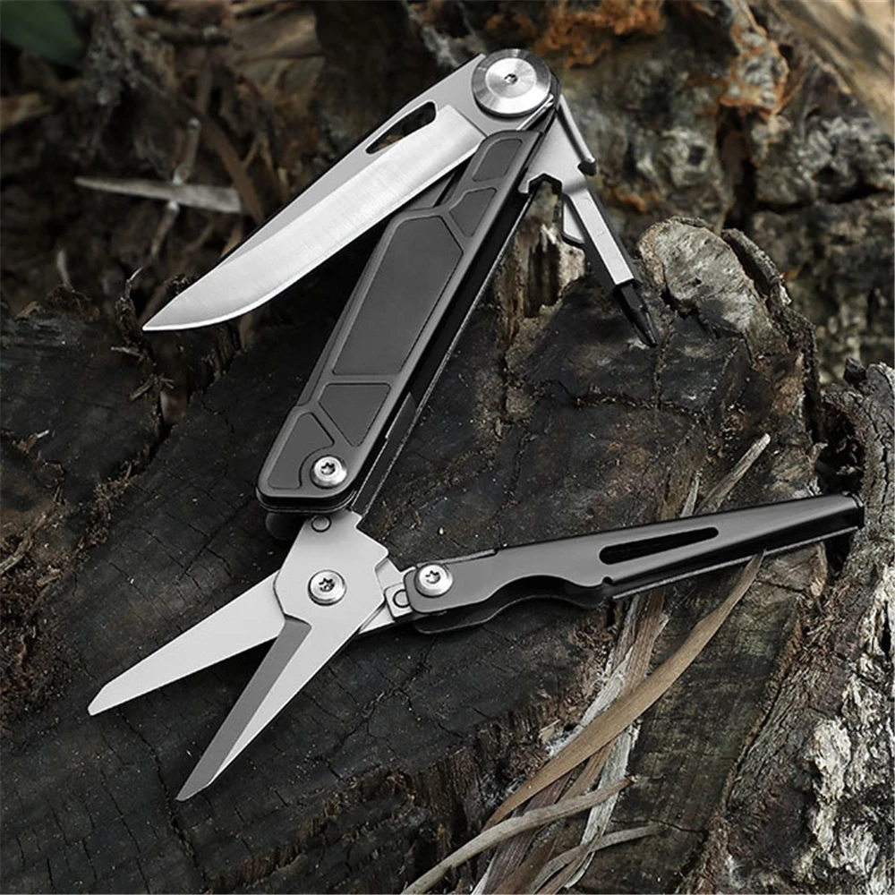 2 in 1 Multifunction Scissors EDC Utility Knife Outdoor Camping Portable Pocket Dolding Knife Stainless Steel Scissors