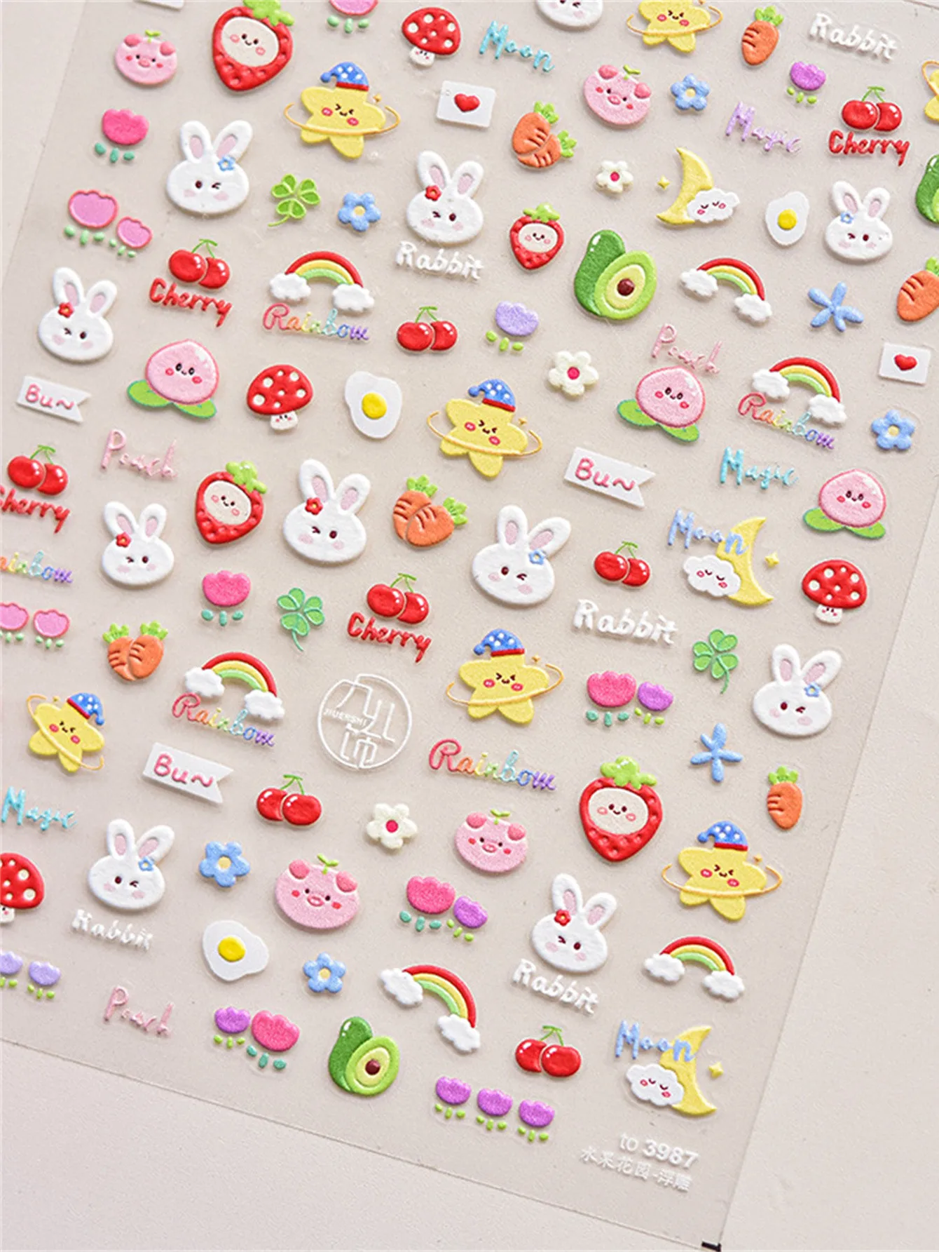 1pcs 5D Graffiti Art Nail Art Stickers Embossed  Multicolor Kawaii Series Nail Stickers Self Adhesive Nail Decorations