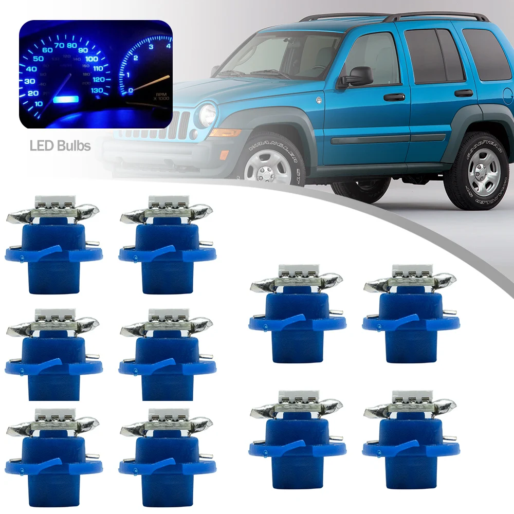 10Pcs For Jeep Liberty KJ 2002 2003 2004 2005 2006 2007 Auto Blue Led Bulbs Interior Speedometer Cluster Dashboard Indicator