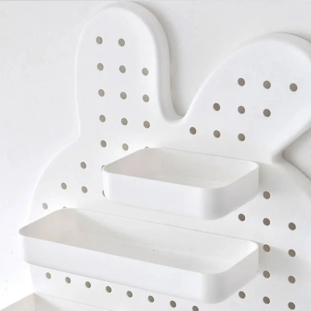 Large Capacity Desktop Organizers with Drawers with 2 Hooks Multifunction Desktop Hole Board Display Stand Rabbits Kawaii