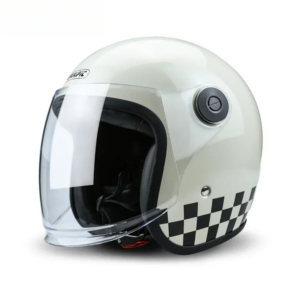 Vintage 3/4 Open Face Motorcycle Helmet - Retro Jet Carbon Fiber Half Shell, Lightweight & Breathable for Scooter & Motorbike - Image 3