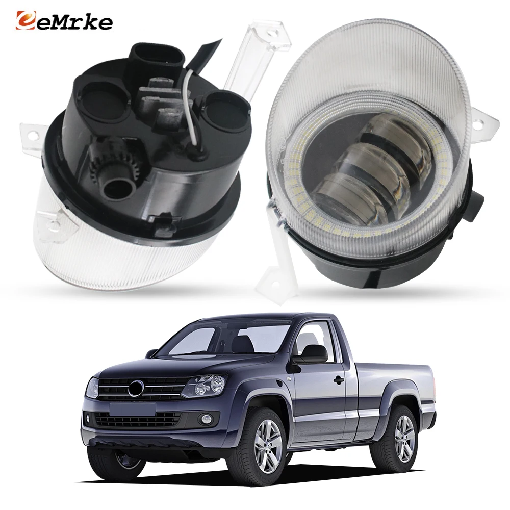 

Pair Led Fog Lights Angel Eye DRL for Volkswagen VW Amarok Pickup Trunk 2010-2016 Fog Lamp Lens Daytime Running Light Headlight