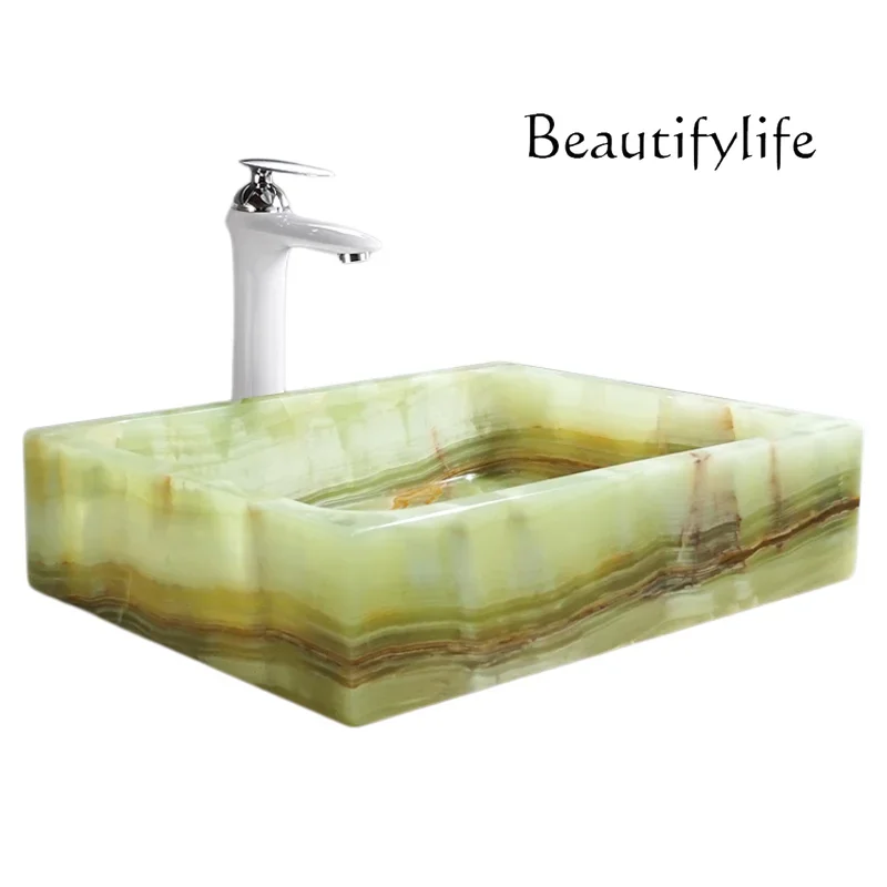 BJ Face Washing On The Table Square Household European Jade Washing Basin Small Bathroom Washing Light Luxury Basin