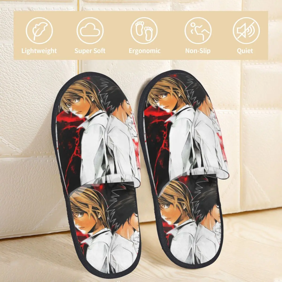 Anime Death Note Winter Slippers Living Room Japan Manga Lawliet L Light Soft Memory Foam Slides Anti-skid