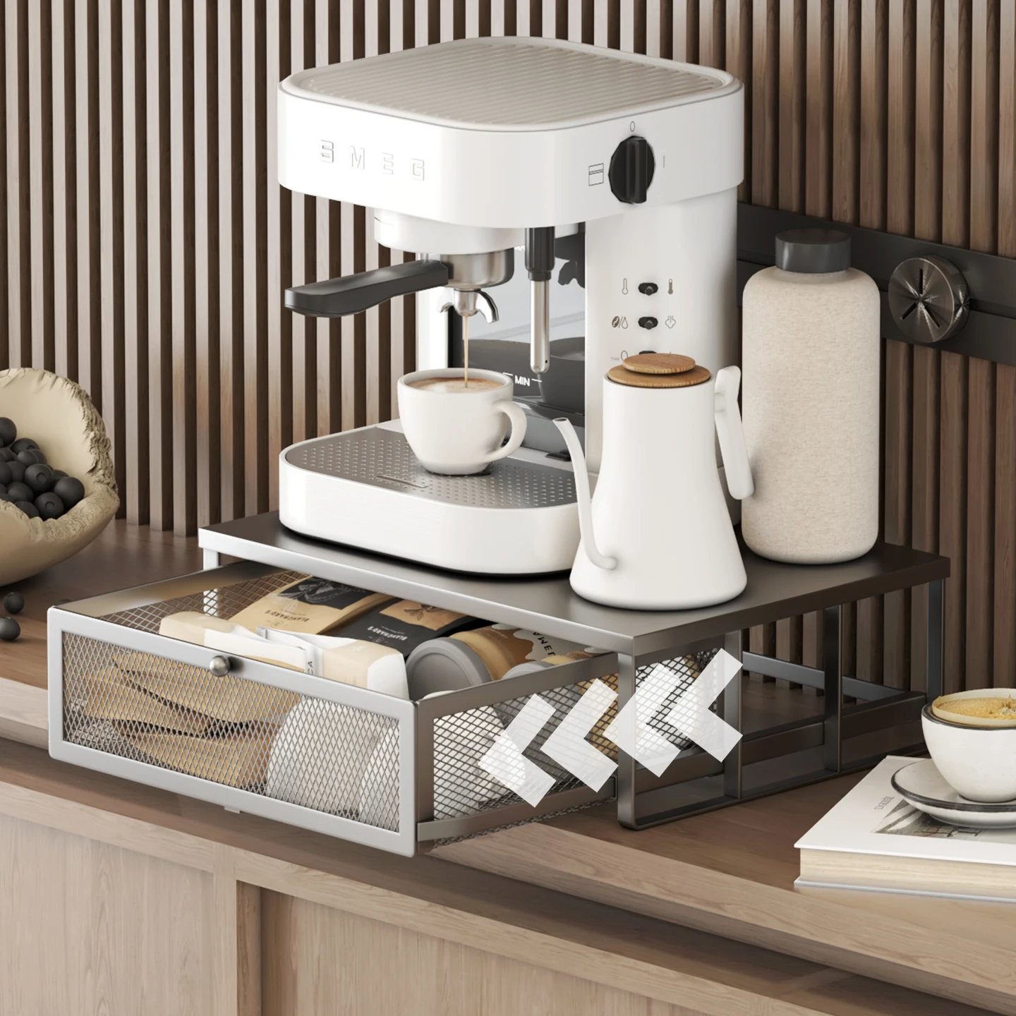 Coffee machine storage rack office height bar table top home storage drawer counter top dustproof cup table