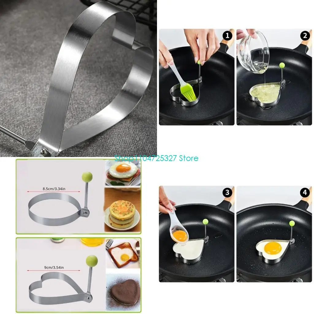 D8KF Set Of 5 Stable Stainless Steel Eggs And Pancakes Molds With Unique Nonstick Eggs Rings For Breakfast Creativity