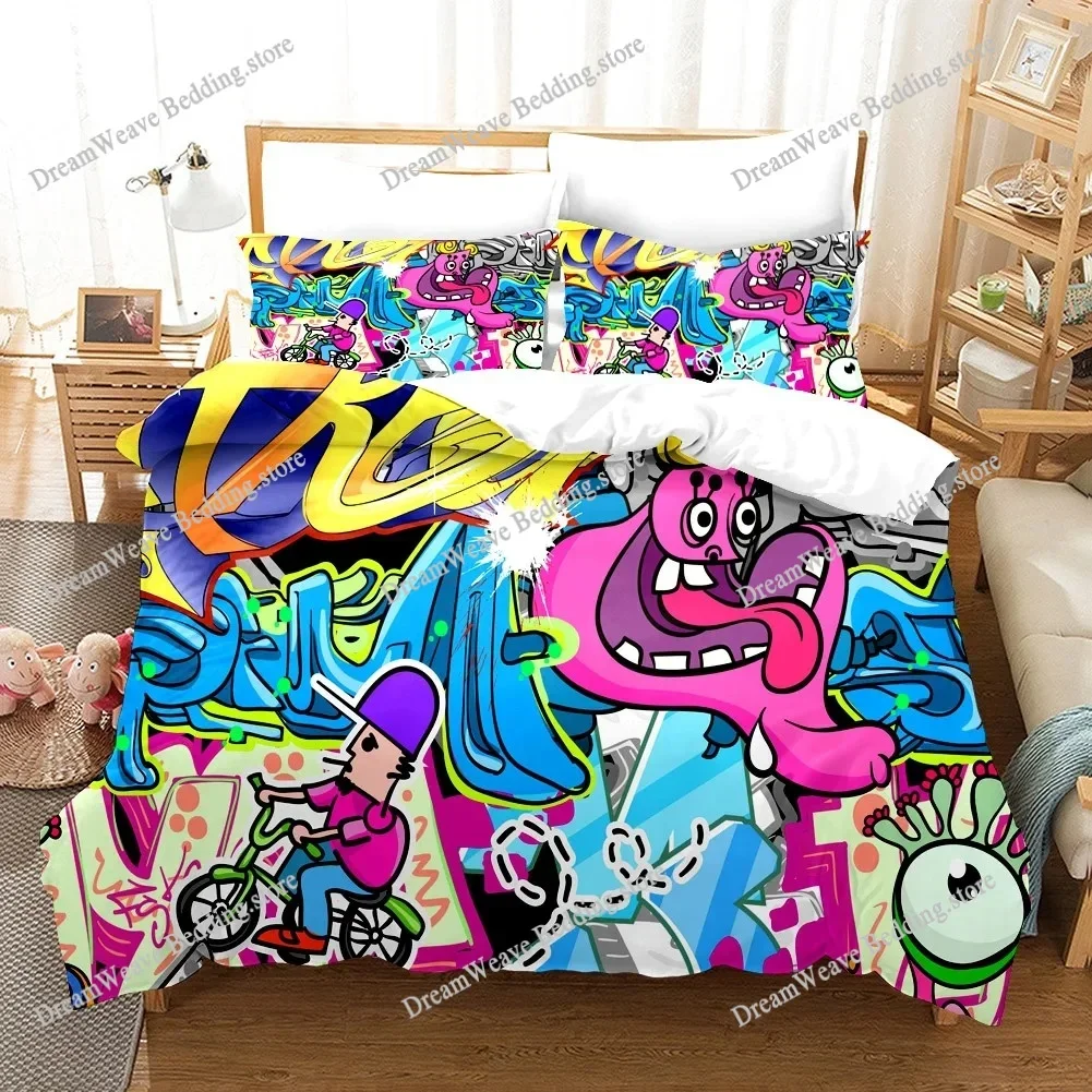 

Hip-Hop Graffiti Bedding Set Duvet Cover 3d Bedding Fashion Design Decoration King Duvet Cover Set Double Bed Set Bedding Sets74