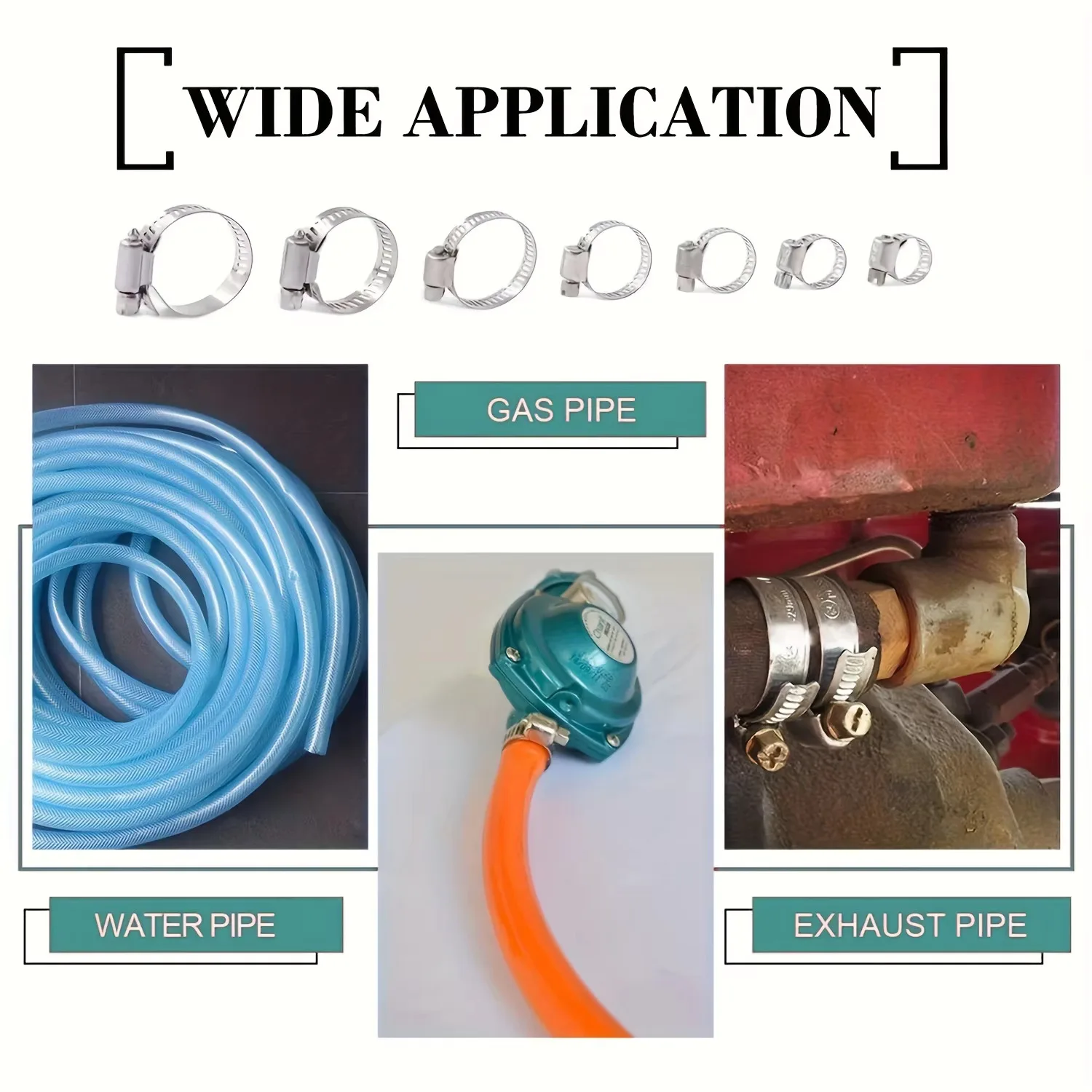 60 pçs 8-38mm ajustável de aço inoxidável parafuso banda braçadeiras de mangueira de combustível do carro braçadeiras de tubulação braçadeira de engrenagem sem fim clipe braçadeira de mangueira