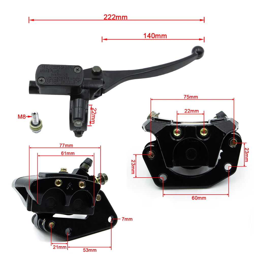 Hydraulic Disc Brake Master Cylinder Caliper Assembly For Citycoco Electric Harley Scooter Hydraulic Brake Pump Accessories