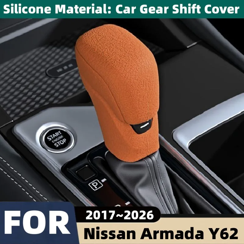 For Nissan Armada Y62 2017~2026 Car Shift Knob Covers Automatic Transmission Head Silicone Protector Case Decoration Accessories