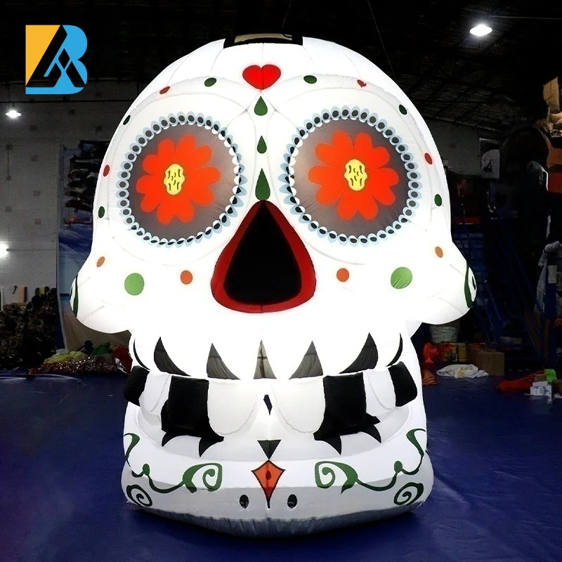 Bespoke LED Lighting Giant Inflatable Skull for Halloween Blow up Lawn Decorations Toys