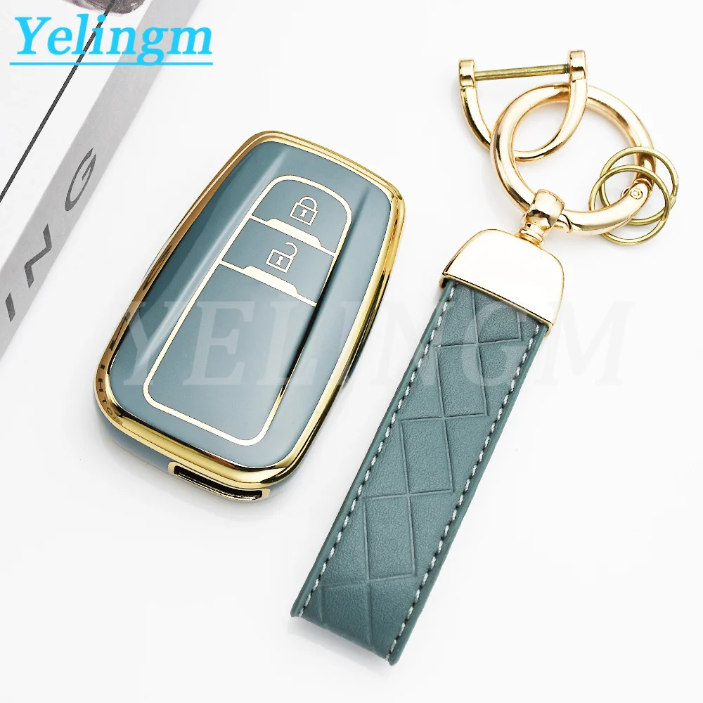 2-Tasten TPU Autoschlüsselhülle für Toyota Camry CHR Corolla RAV4 Avalon Land Cruiser Prado Prius 2017 - 2022 Schlüsselanhänger