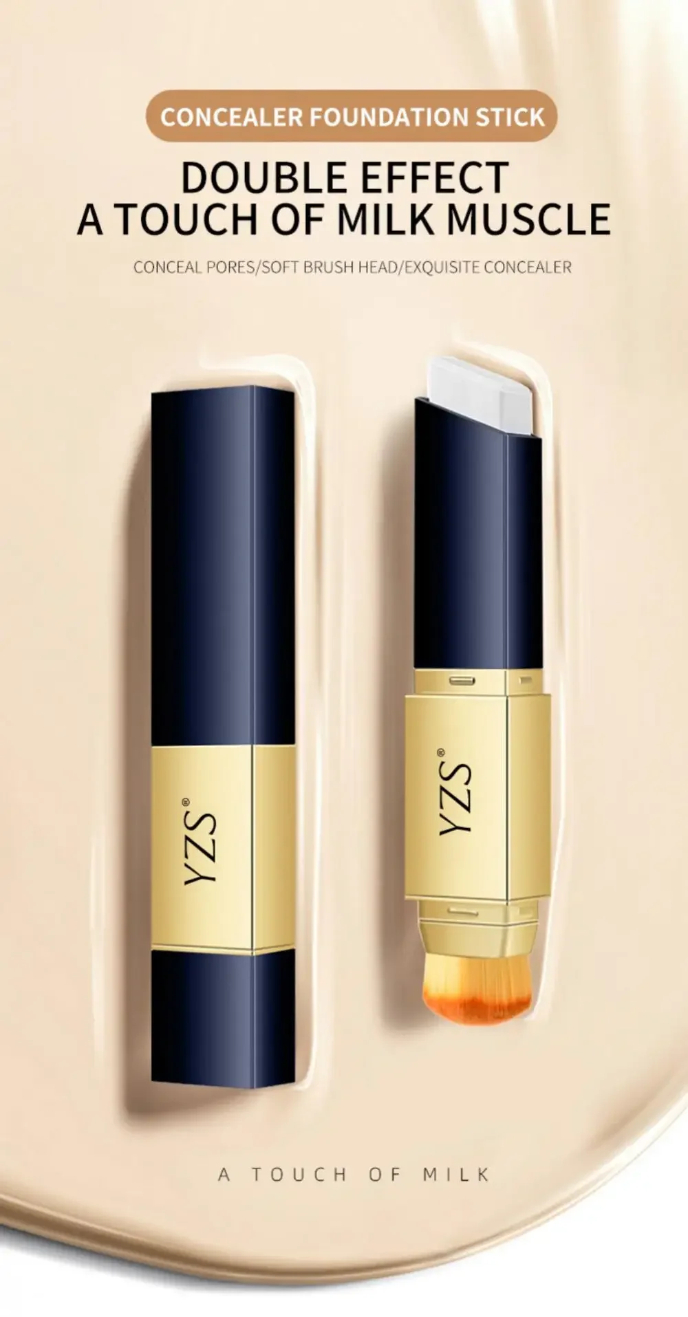 YZS foundation make-up stick concealer two in one face concealer concealer double head concealer stick brightening contour brush