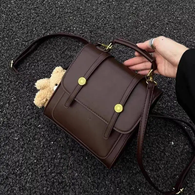 Vintage women backpacks PU leather Female Shoulder Bag Multifunction Ladies backpack small totes hand bag Daypack Softback black