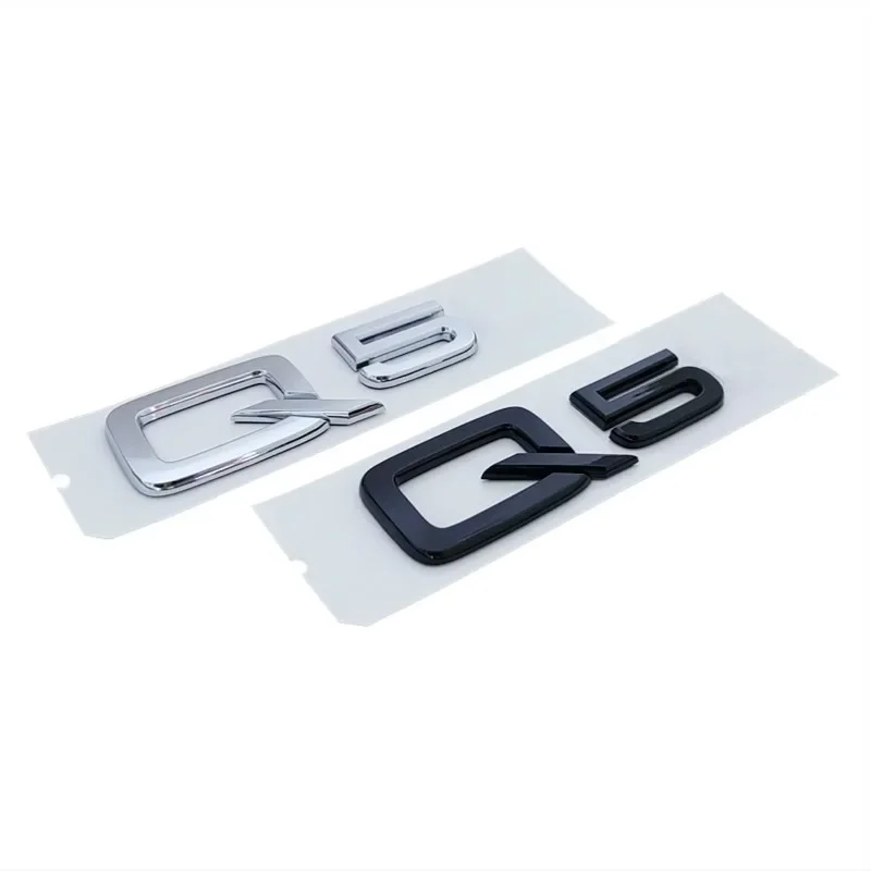 3D ABS Adhesive Chrome Black Car Trunk Number Letters Sticker For Audi Q2 Q3 Q5 Q7 Q8 Logo Emblem Nameplate Badge Accessories