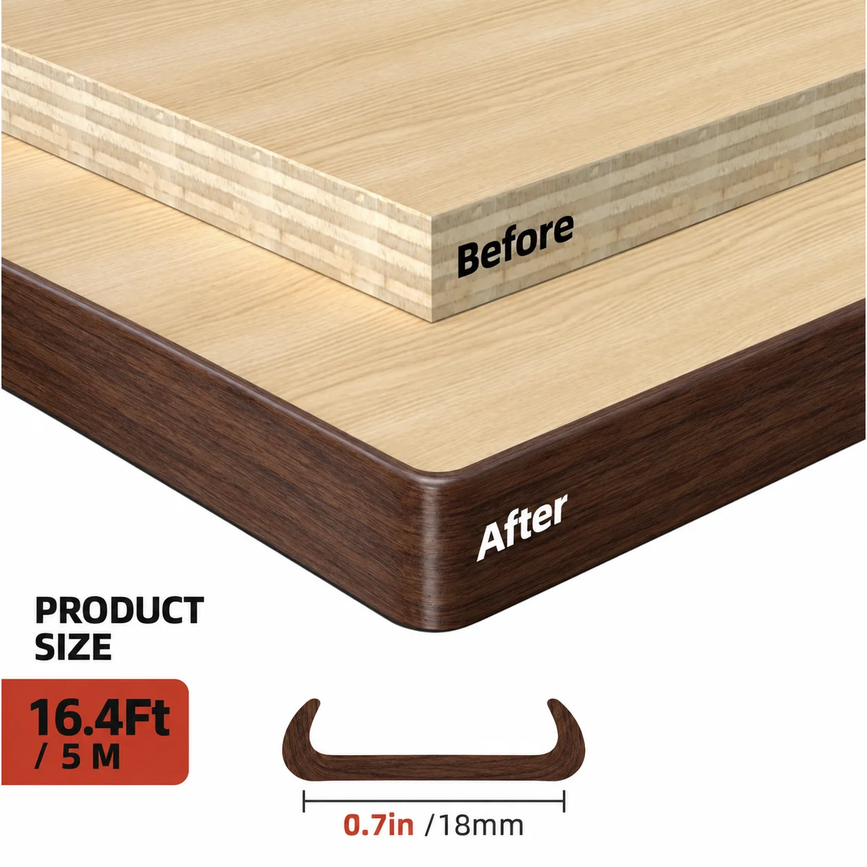 1pc Flexible Self Adhesive Veneer Edge Banding Peel and Stick Veneer Edge Trim Collapsible Edge Guards