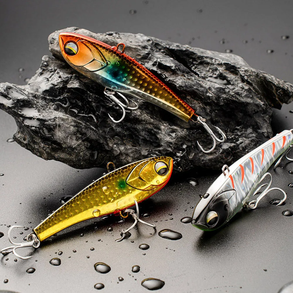 JOHNCOO 70mm/90mm Vibration Sinking Lures Winter Fishing Lure Lipless VIB fishing lure Wobbler Ice Balance Fishing for pike