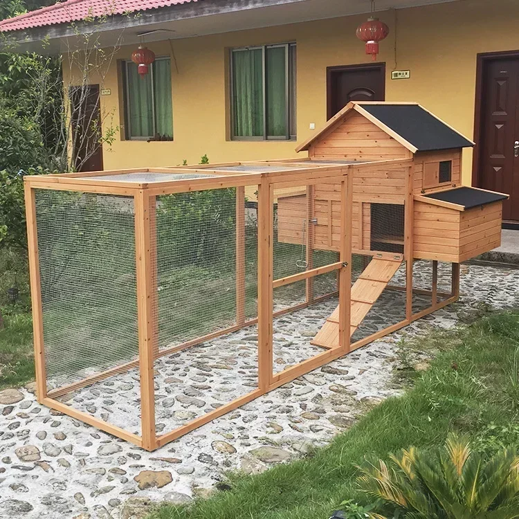 

Водонепроницаемый уличный деревянный курятник увеличенного размера с вольером
