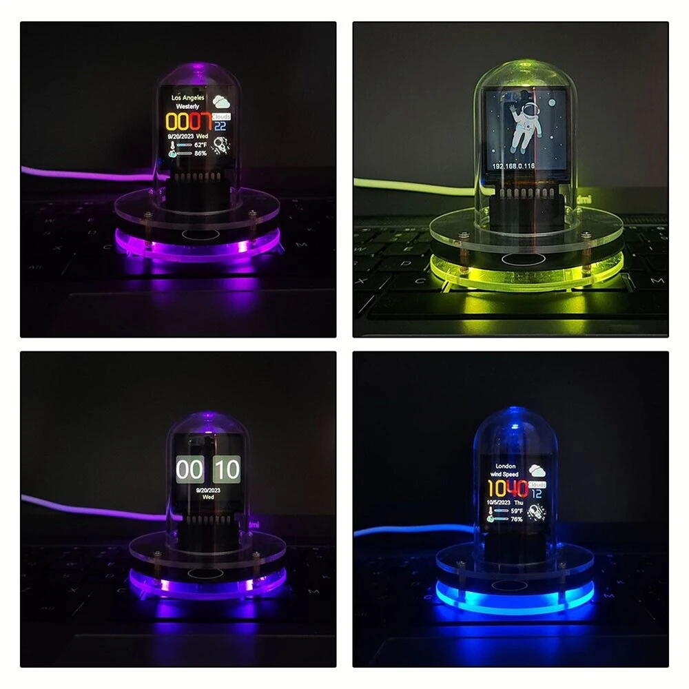 Nixie Tube Clock Smart Wifi Glow Diy Tube Clocks Cyberpunk Style Digital Table Clock Visual Display Changeable Automatic Update