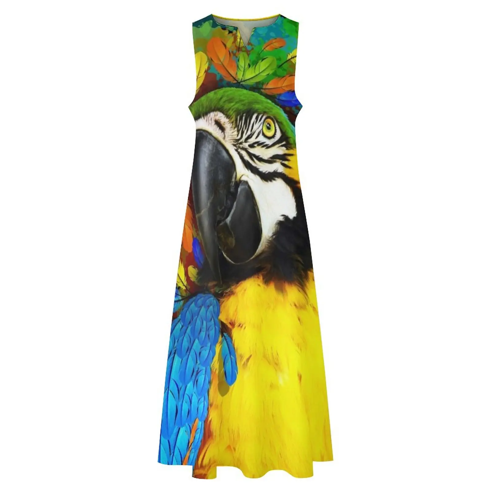 Gold and Blue Macaw Parrot Fantasy Long Dress prom dress Women's dresses Dress