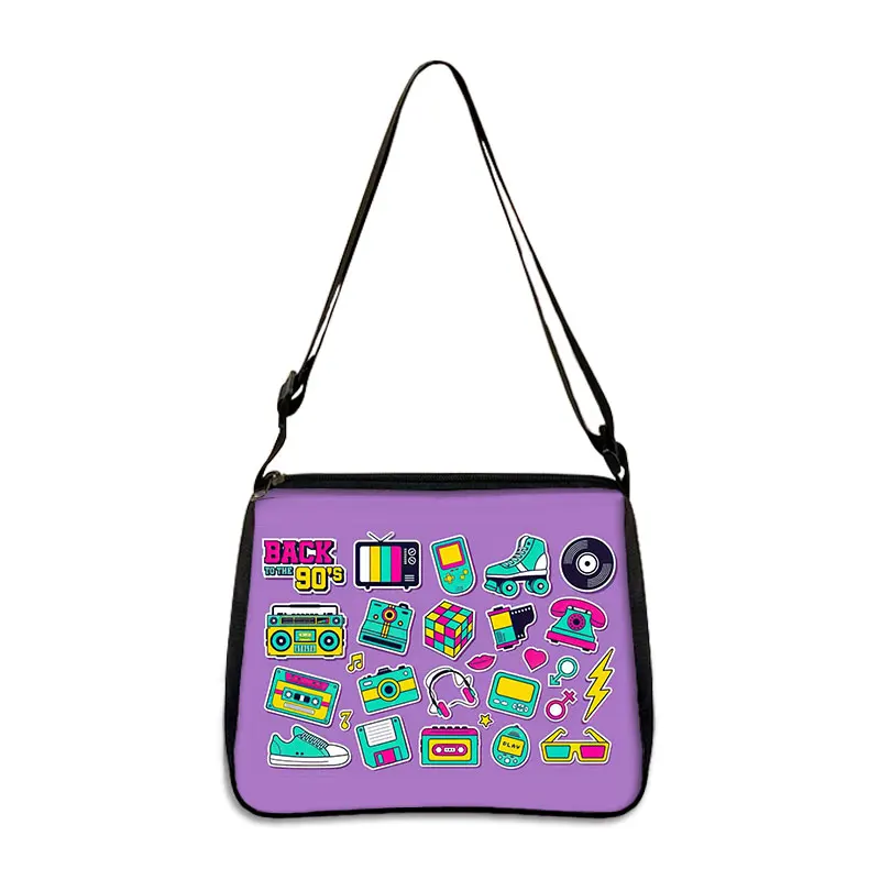 Cassette Tape Recorder Printing Handbag Back To 80s 90s Women Shoulder Bags for Travel Underarm Leisure Adjustable Crossbody Bag