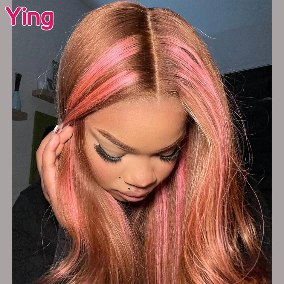 Highlight Pink Bone Straight Ready Go Pruiken 200% 13X4 Lace Frontale Human Hair Pruik Prepluck Brazilia 13X6 Lace Front Pruiken