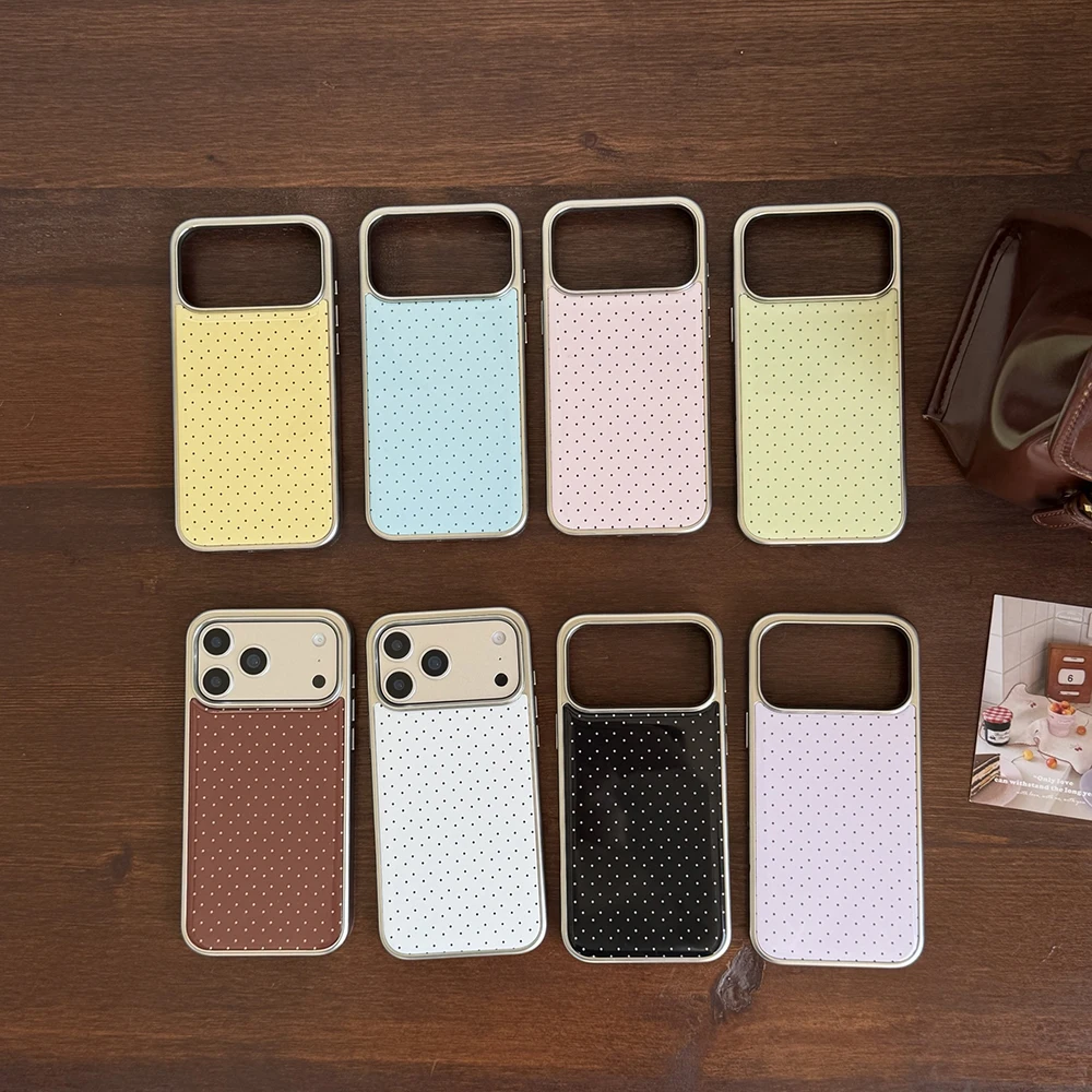 Koreanische INS Polka-Dot-Muster, galvanisierte Silber-Handyhülle für iPhone 17 Promax 18 13 14 15 16 Pro Max, stoßfeste Schutzhülle Funda – Detail 4