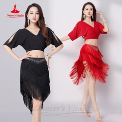 Belly Dance Practice Suit for Women New V-neck Top+tassel Skirt High-end Set Latin Performance Suit Female Belly Dance Outfit