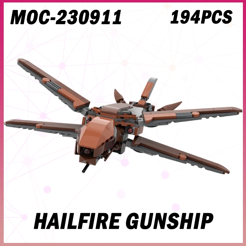 

Hailfire Gunship Building Block Модель Кирпичный набор Креативные подарки Украшение рабочего стола WAR SPACE DIY NEW194PCS MOC-230911