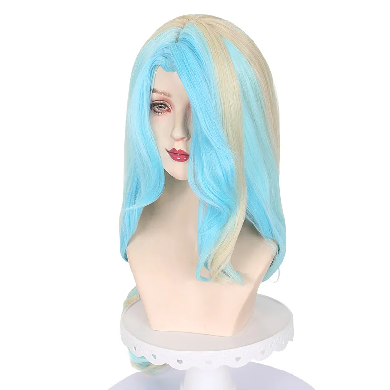 Steamy North Star peruca longa ondulada de dois tons de cor mista com parte superior de couro cabeludo realista