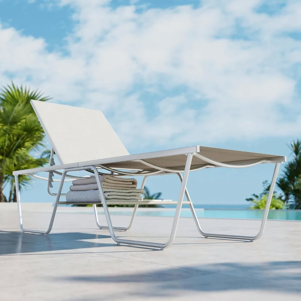 

Outdoor Chaise Lounge Chair, Recliner Lounger Chair with 5 Adjustable Positions, Patio Tanning Lounger Chair for Poolside。