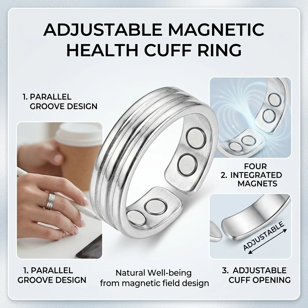 Magnetic Sleep Aid Ring For Men And Women Adjustable Opening Stainless Steel Health Ring Improve Sleep Quality Accessory