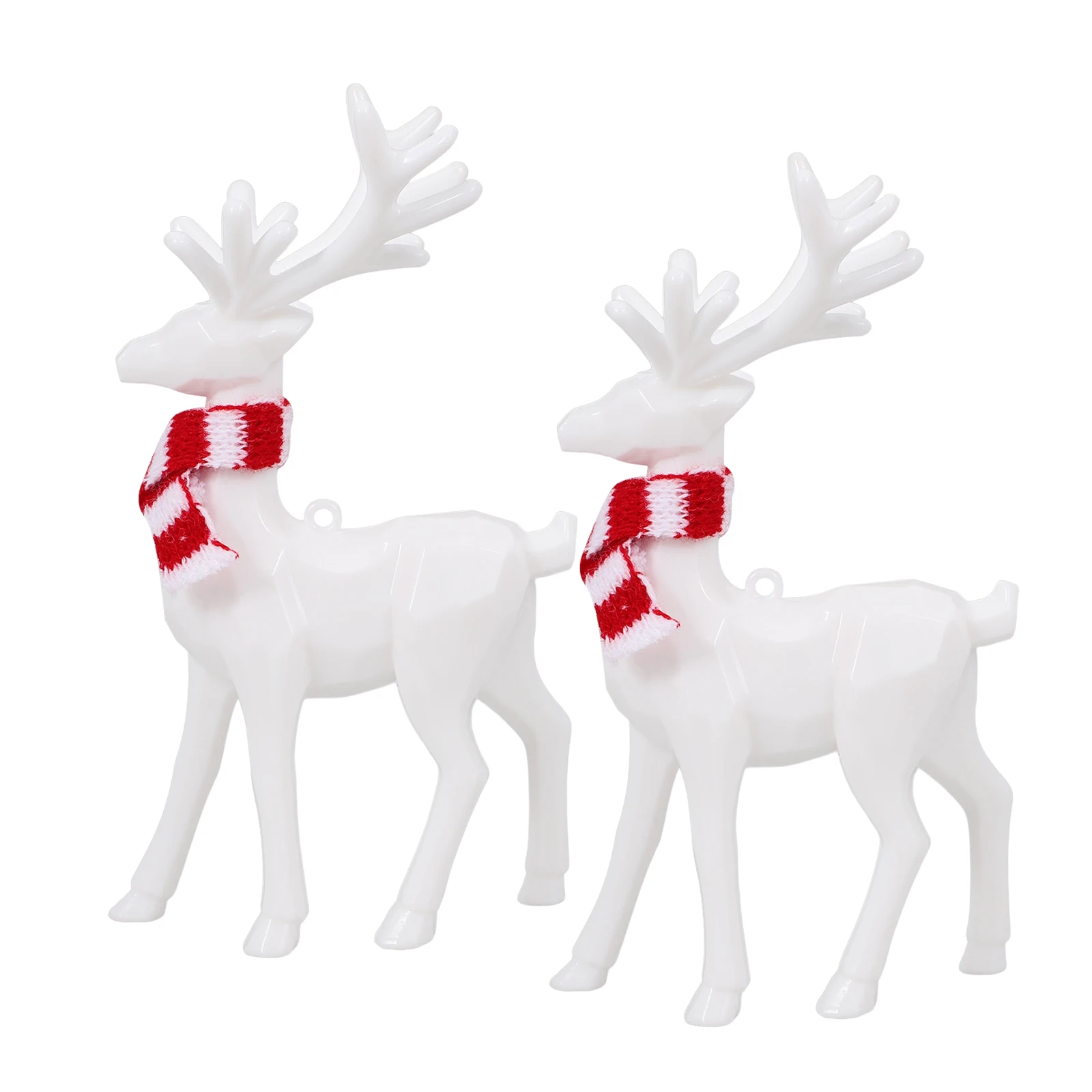 

2pcs Reindeer Ornaments White Acrylic Deer Figurines Christmas Home Decor Mantel Shelf Hanging Display Elk Statue Holiday