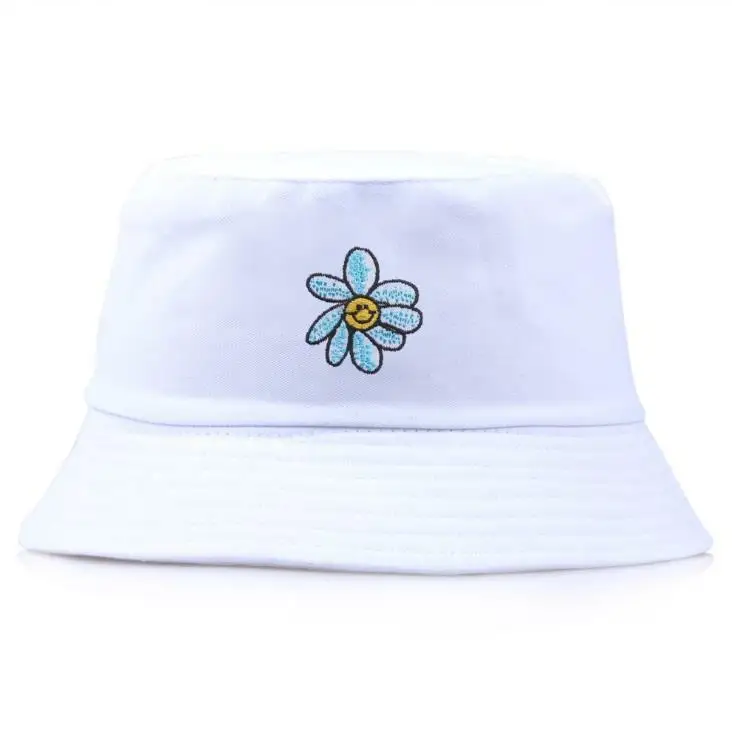 Kapelusz typu bucket hat z motywem stokrotki, bawełniany kapelusz wędkarski, kapelusz typu boonie z daszkiem, ochrona przed słońcem, safari, lato