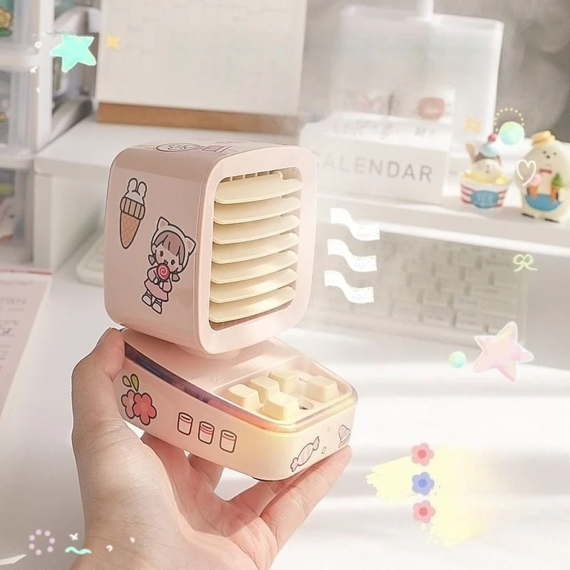 Small Fan Desktop Small Silent Fan Desktop Cartoon Cute Girl Heart Best Friend Birthday Gift Practical for Girls