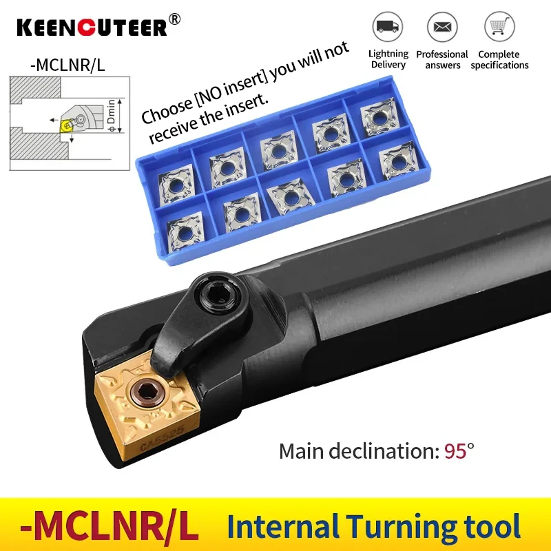 1pc S16Q-MCLNR12 S20R-MCLNR12 S25S-MCLNR12 Internal Turning Tool Holder CNMG12 Carbide Inserts Lathe Bar CNC Cutting Tools Set