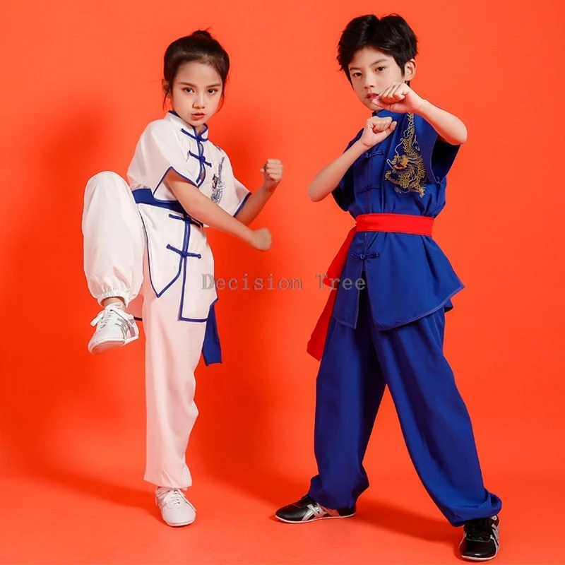 2026 chinese style children's martial arts dress training set boys and girls kung fu costume martial arts suit tai chi suit set