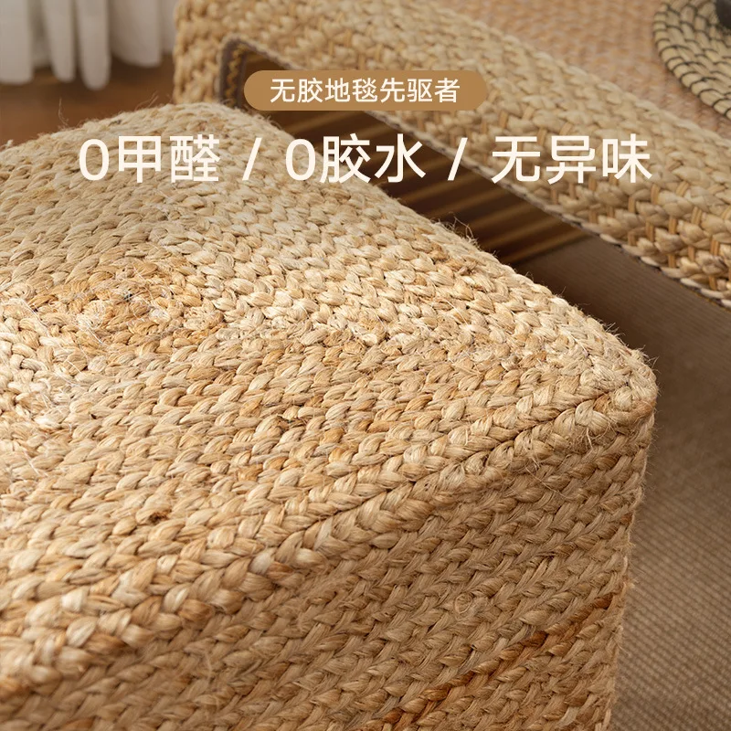 Square Natural Water Grass Storage Basket With Lid Hand Woven Household Sundries Organizer Bin
