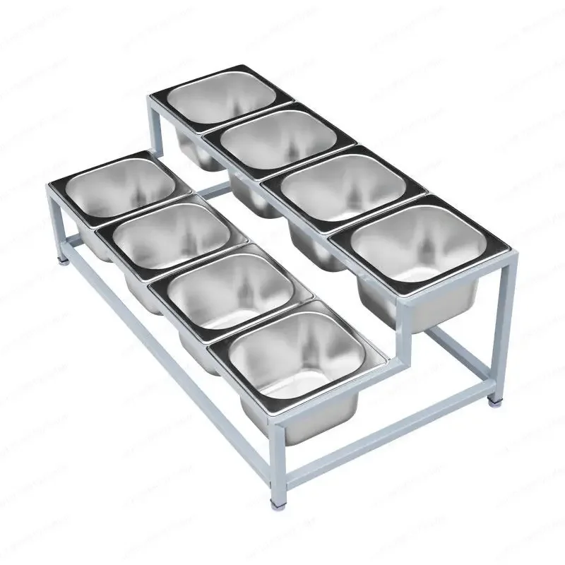 1/6 stainless steel parts basin double row high and low milk tea shop jam grid seasoning