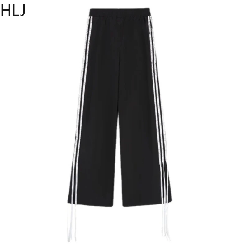 HLJ American Vintage Sporty Wide Leg Pants Two Piece Sets Women O Neck Long Sleeve Slim Top And Pants Outfits Female Streetwear