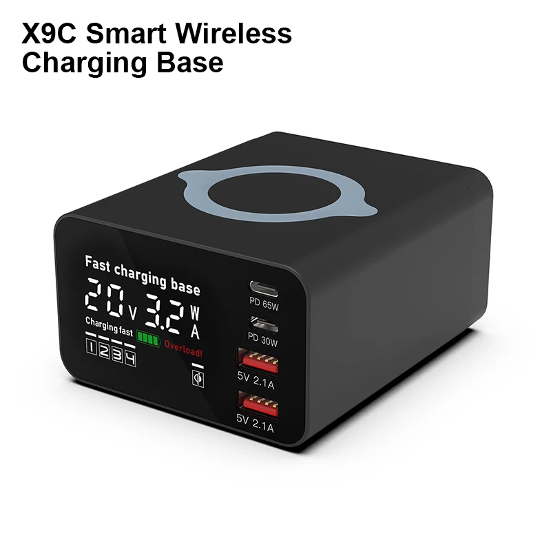 

X9C Multi-functional Wireless Charging Station Fast Charging Base Digital Display Screen Quick Charge For Phone Repair