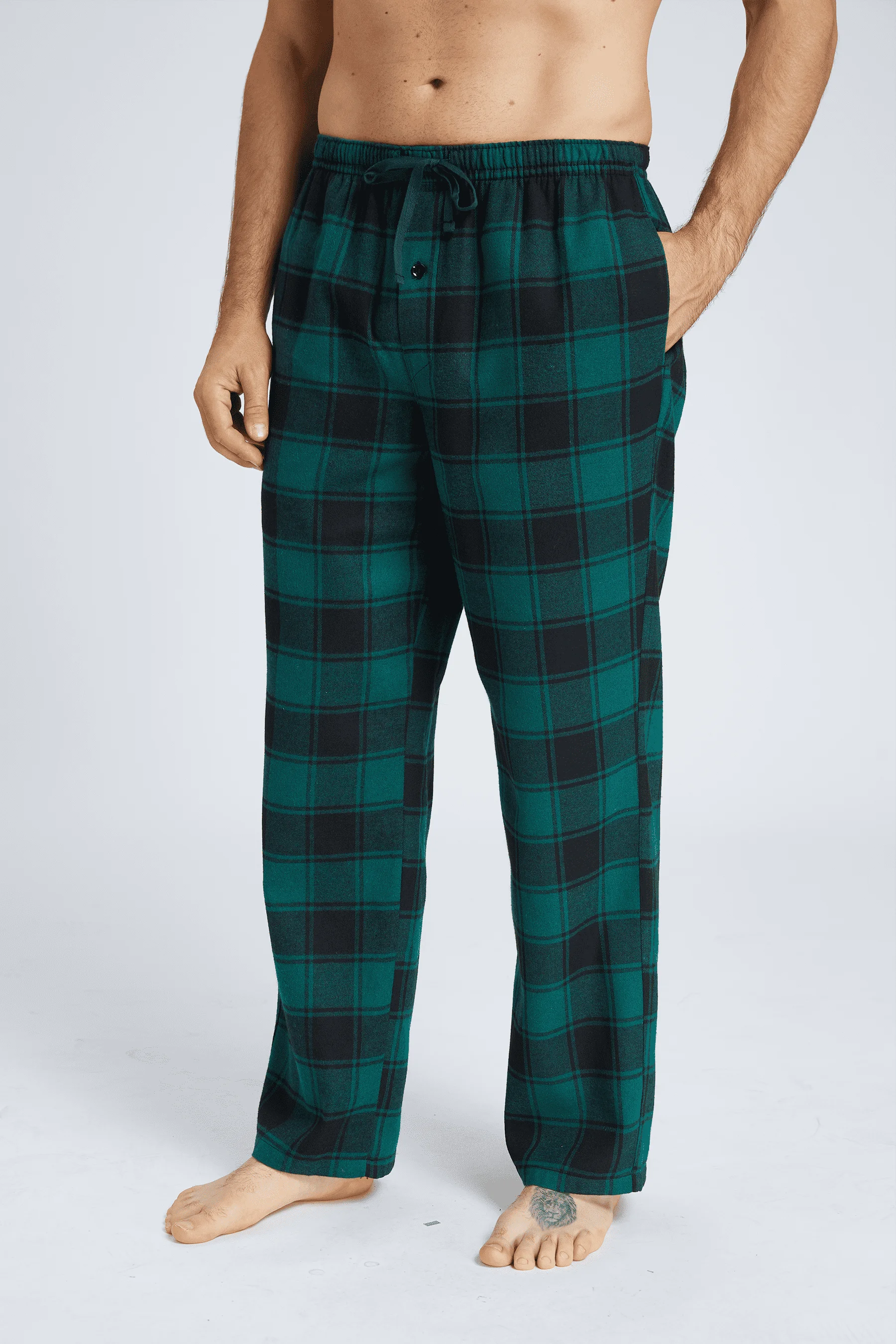 Men\'s 3pcs Plaid Casual Pants Comfortable Warm with Waist Elastic Pajamas Man Loose Home Bottoms