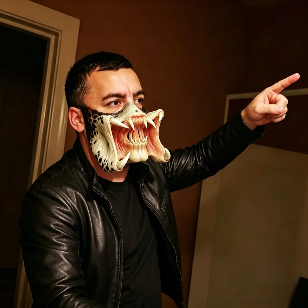 Predator Mask Funny Horrific Monster Masks Halloween Party Cosplay Props New Average Size for Adults Animal Latex Half Face Mask