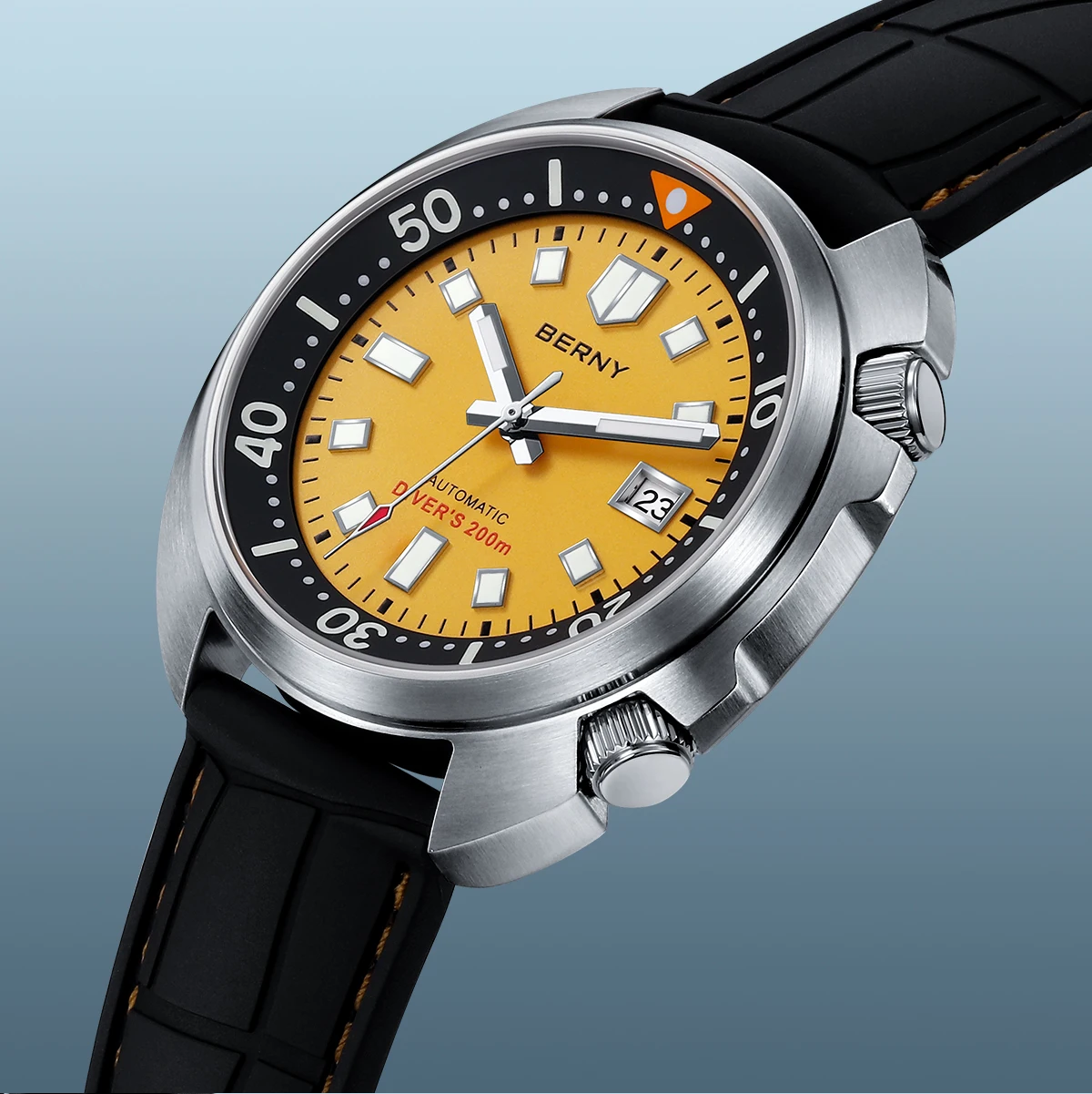 BERNY Automatic Diver Watch For Men Anti-collision Crown Dual Crown Luminous Sapphire Sport 20ATM Miyota 8215 Diving Men Watches