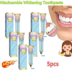 Niacinamida Whitening Creme dental, Limpeza Oral, Iluminar os Dentes Cuidados, Respiração Refrescante, 5X100g