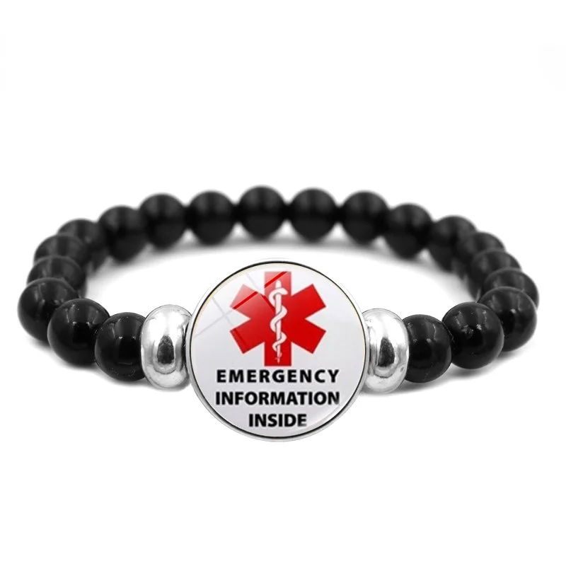1-piece Warning Bracelet Wristband Emergency Bracelet Round Bracelet Symbol Bracelet Jewelry Accessories Unique Jewelry